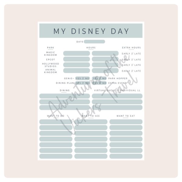 Walt Disney World Planner | INSTANT DIGITAL DOWNLOAD (Day Only)